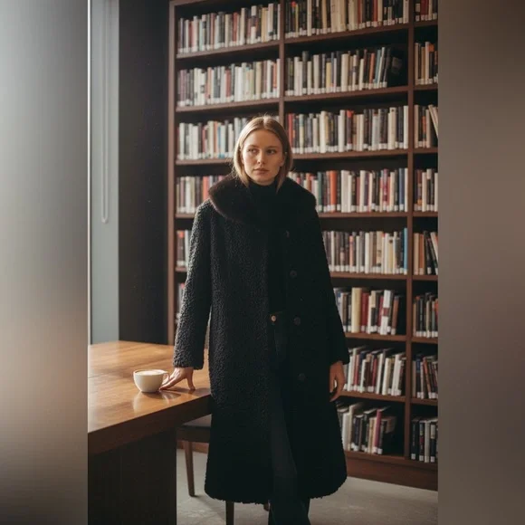 VINTAGE PERSIAN LAMB FUR COAT WOMENS BLACK ASTRakhan LAFLAMME FOURRURE - Picture 4 of 11